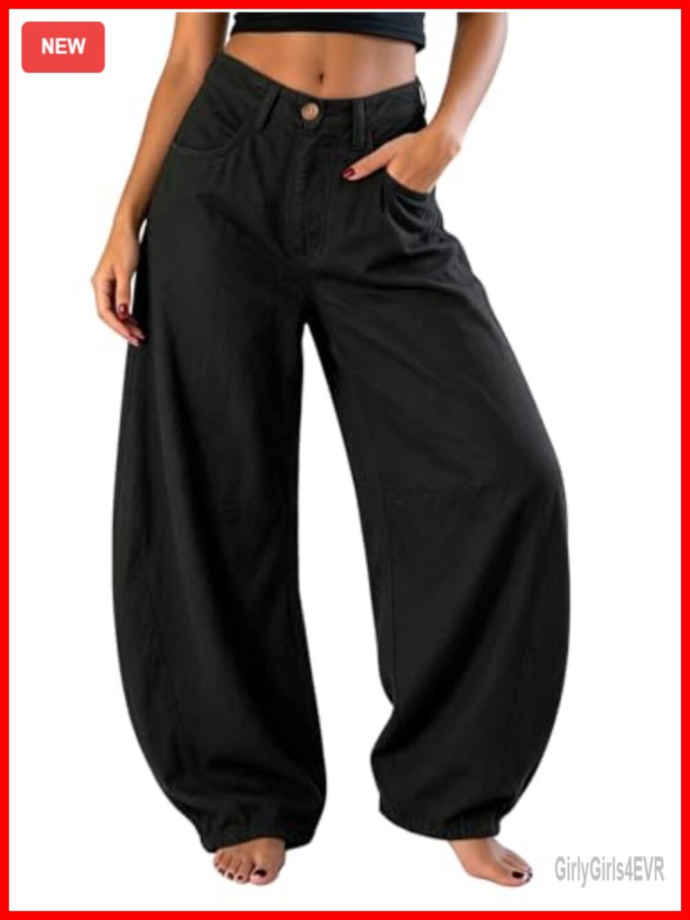 Faux Linen Barrel Pants Baggy Wide Leg Cotton Palazzo Pant